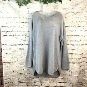 Michael Kors Womens Sweater Size L Gray Tunic Pullover Long Sleeve Side Zip